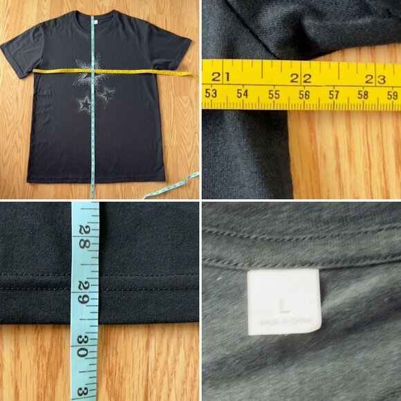 Theater Star Graphic T Shirt Size L Black Cotton Short Sleeve Top Glam - Picture 5 of 10